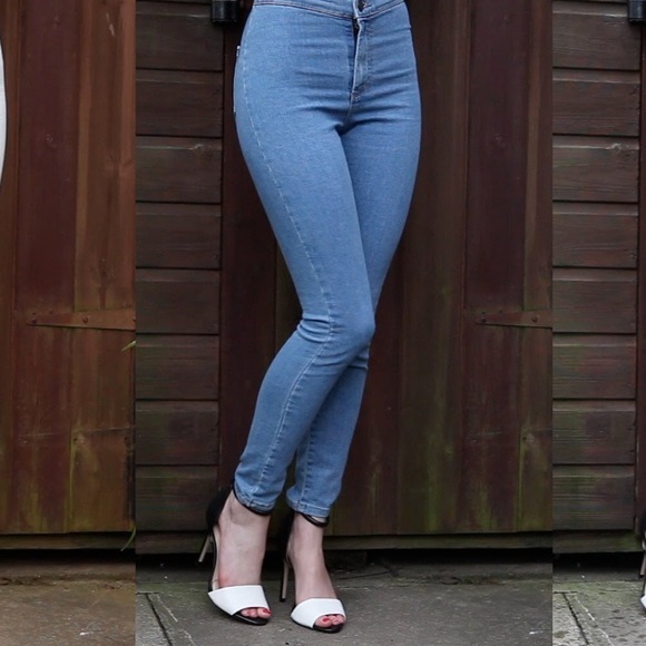 blue topshop joni jeans